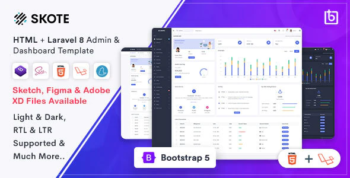 Skote - HTML & Laravel Admin Dashboard Template + Sketch